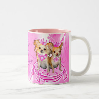Taza Bicolor Bese a mi princesa Chihuahua Mug de la tiara