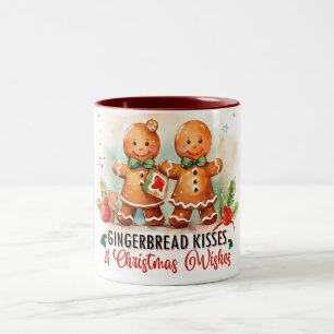 Taza Bicolor Besos Cute De Pan De Gingerbread Y Deseos De Los N