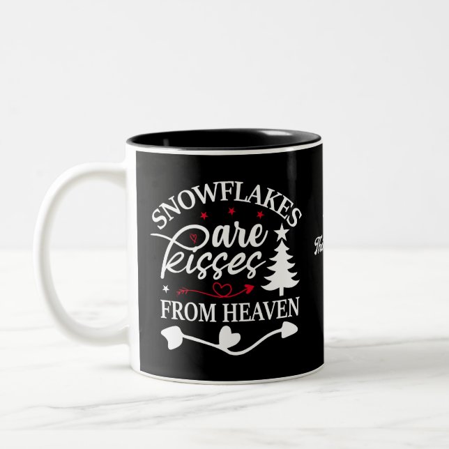 Taza Bicolor "Besos de Snowflakes desde el cielo" (Izquierda)