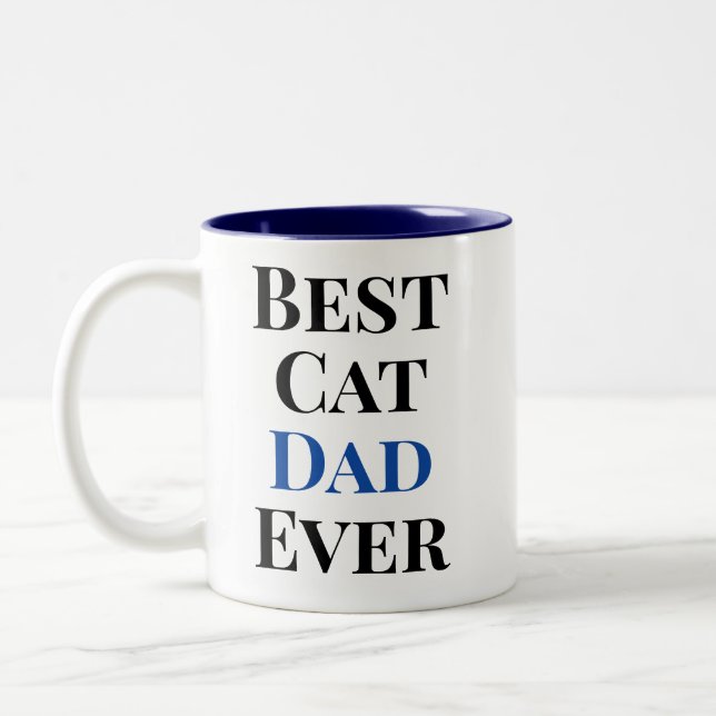 Taza Bicolor Best Cat Dad Ever Text‑Only Cat (Izquierda)