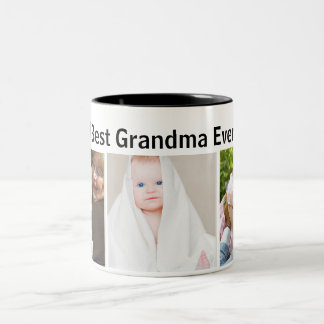 Taza Bicolor Best Grandma Ever 3Photo Collage Custom