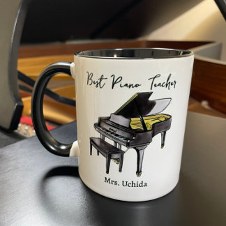 Taza Bicolor Best Piano Teacher Custom Name Grand Piano gift