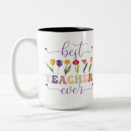 Taza Bicolor Best teacher ever, Custom mug  for teacher