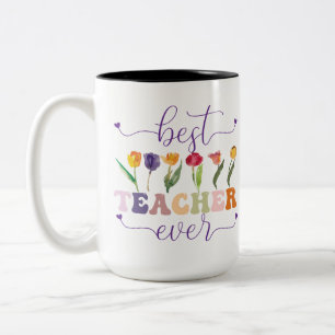 Taza Bicolor Best teacher ever, Custom mug for teacher