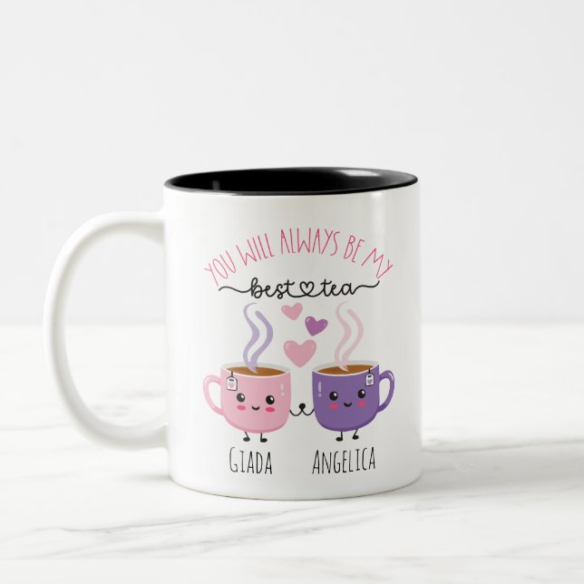 Taza Bicolor Bestie Mug: Mejor Tea Mug, Personalizado (Izquierda)