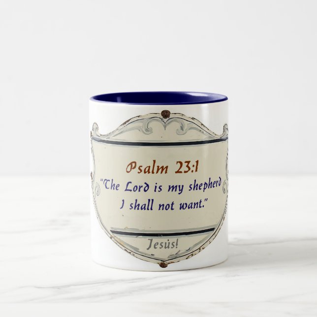 Taza Bicolor Bible Psalm 23:1 Shield Coffee Mug (Centro)