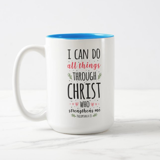 Taza Bicolor Biblia cristiana versus filipinas 4:13 (Izquierda)