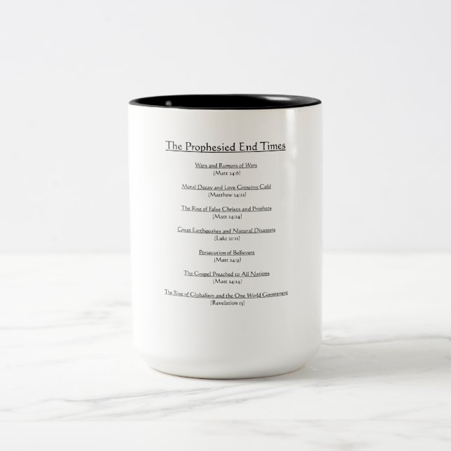 Taza Bicolor BIBLIA: Los profetizados tiempos finales (Centro)