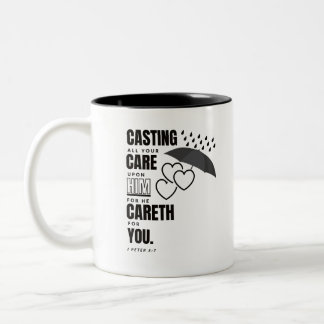 Taza Bicolor Biblia Verse Mug - I Peter 5:7 KJV