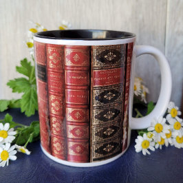 Taza Bicolor Biblioteca de libros antigua