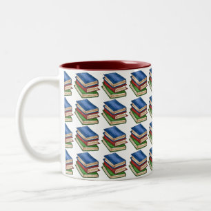 Taza Bicolor Biblioteca de libros Stack Love Leer Biblioteca de