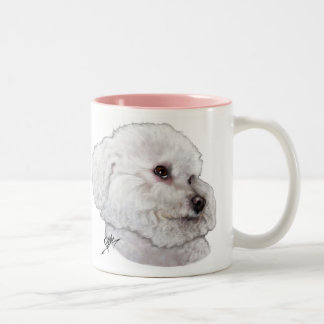 Taza Bicolor Bichon Frise en pensamiento profundo