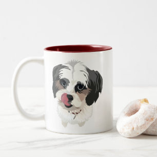 Taza Bicolor Bichon-Shitzu Perro Adorable Besando