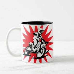 Taza Bicolor Bici del motocrós en fondo rojo de la estrella