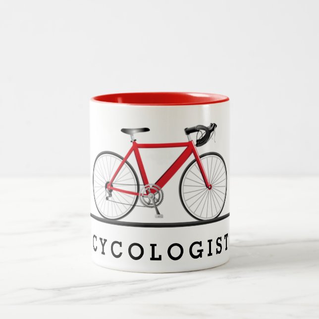 Taza Bicolor Bicicleta roja del cicólogo (Centro)