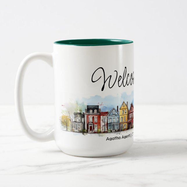Taza Bicolor Bienvenida Regalo de cierre inmobiliario (Izquierda)