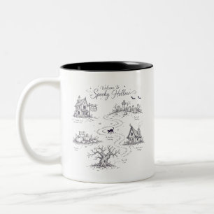 Taza Bicolor Bienvenido al Mapa de Halloween de Spooky Hollow
