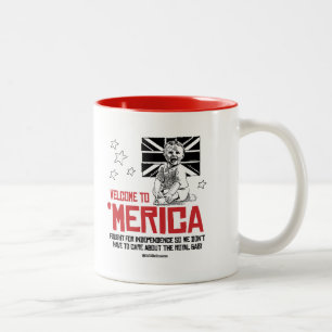 Taza Bicolor Bienvenidos a Merica - No hay que preocuparse