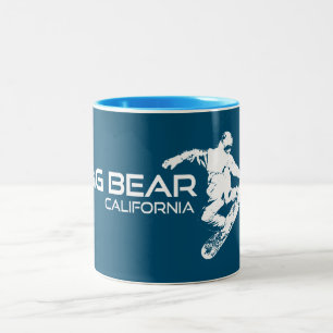 Taza Bicolor Big Bear Mountain Resort California Snowboarder