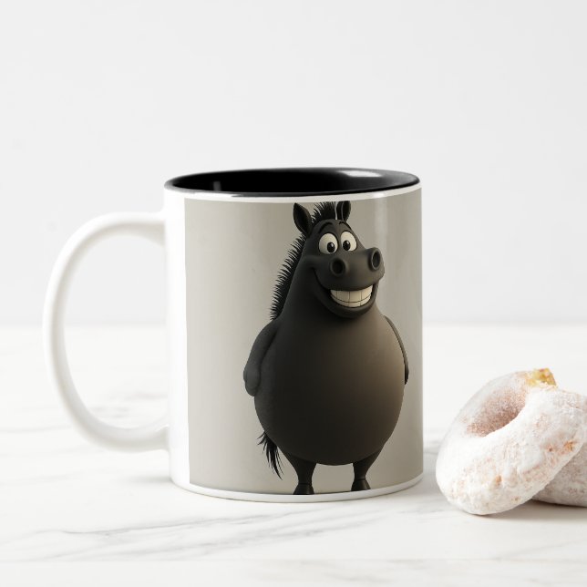 Taza Bicolor Big Grin Horse Mug (Con donut)