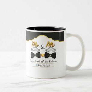 Taza Bicolor Bigote y lazo para Sr y Sr