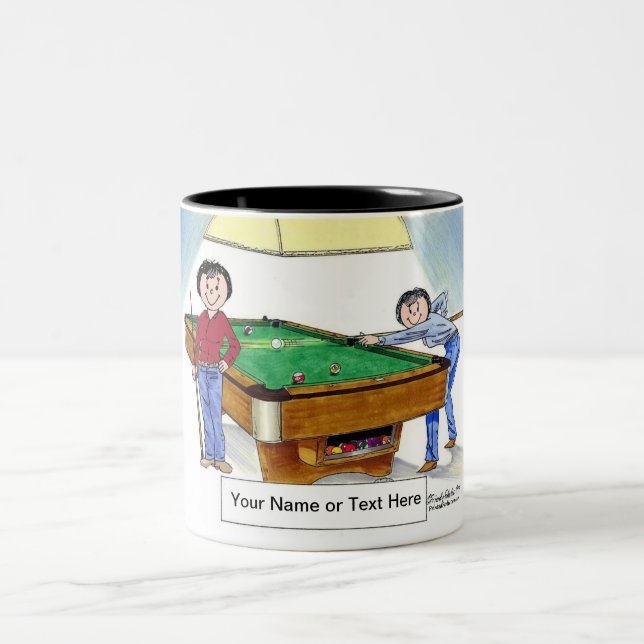 Taza Bicolor Billar, jugador de billar - Personalizado femenina (Centro)