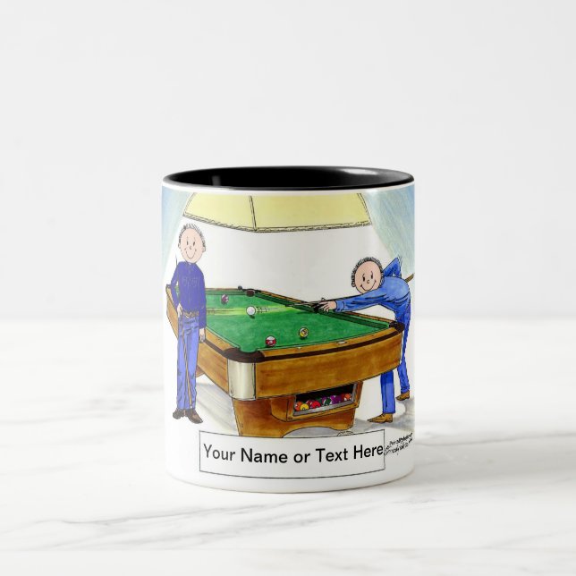 Taza Bicolor Billar, jugadores de billar - Personalizado mascul (Centro)