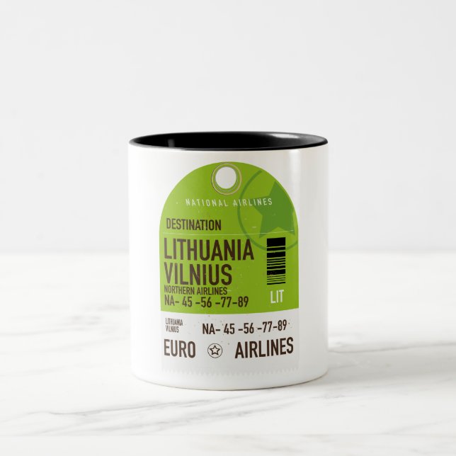 Taza Bicolor billete de avión de Lituania Vilnius (Centro)