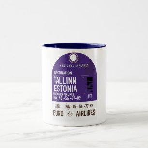 Taza Bicolor Billete de viaje de Tallín Estonia