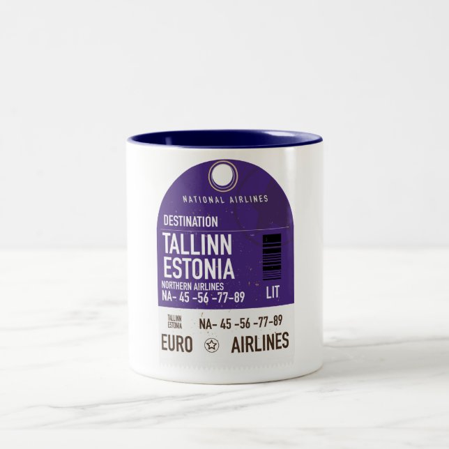 Taza Bicolor Billete de viaje de Tallín Estonia (Centro)
