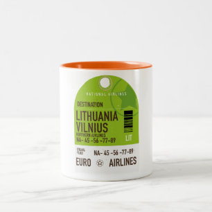 Taza Bicolor billete de viaje en avión de Lituania Vilnius