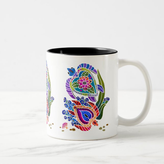 Taza Bicolor BINDI TURTLE mug elegir fondo y estilo (Derecha)