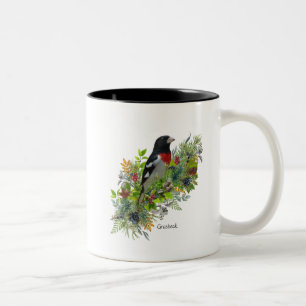 Taza Bicolor Bird Mug Grosbeak