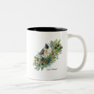 Taza Bicolor Bird Mug Tufted Titmouse