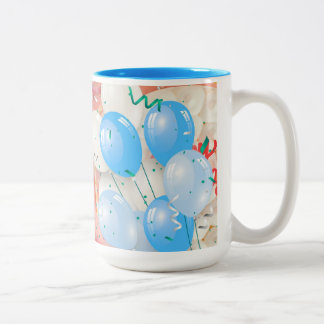 Taza Bicolor Birthday Balloons Celebration Mug