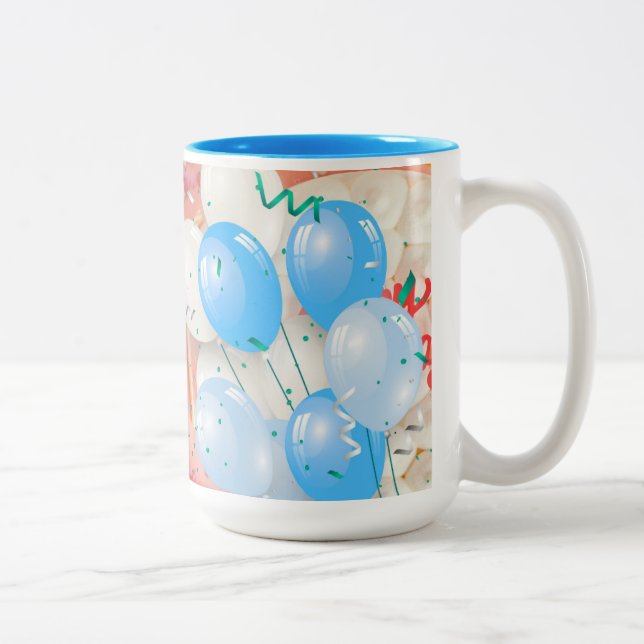 Taza Bicolor Birthday Balloons Celebration Mug (Derecha)