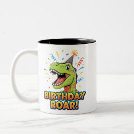 Taza Bicolor Birthday Roar Cute Dinosaur Birthday Party Design