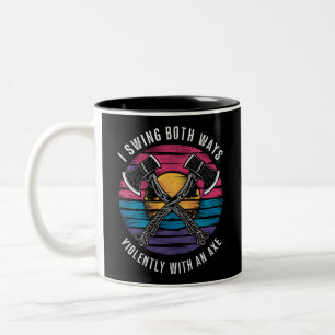 Taza Bicolor Bisexual me balanceo de ambas maneras hacha divert