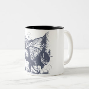 Taza Bicolor Bisonte Americano - Mamífero Nacional