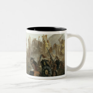 Taza Bicolor Bisonte-Danza de los indios de Mandan delante del