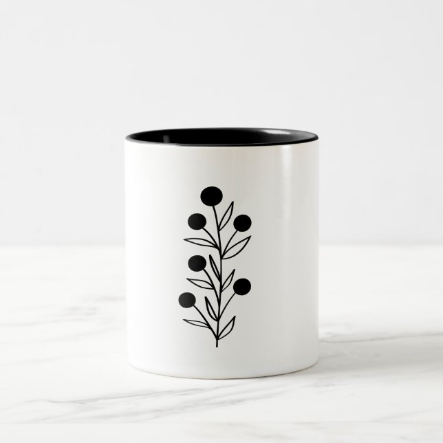Taza Bicolor Black and White Botanical Line Art (Centro)