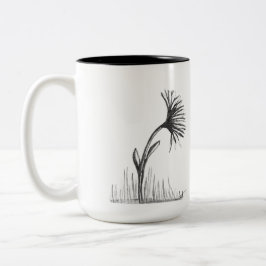 Taza Bicolor Black and White Sketch of Flower on coffee mug