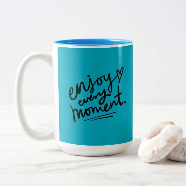 Taza Bicolor Black Blue Simple Motivational Quote Mug (Con donut)