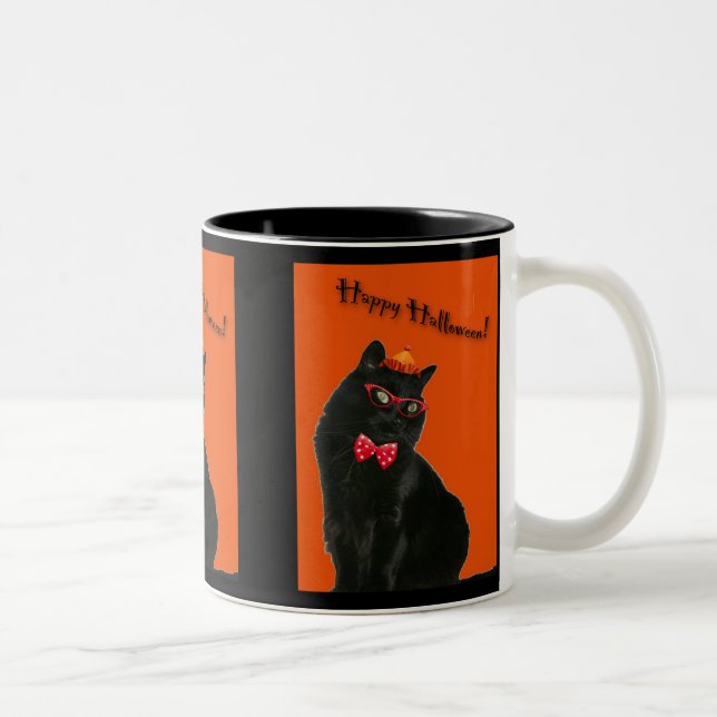 Taza Bicolor Black Cat Happy Halloween Mug (Derecha)
