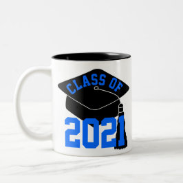 Taza Bicolor Black Grad Cap Blue Class de 2024