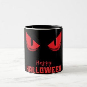 Taza Bicolor Black Happy Halloween Sasuy Mirando los ojos rojos