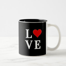 Taza Bicolor Black LOVE Heart Modern Trendy