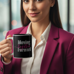 Taza Bicolor Black Moving Forward Together Typography Mug