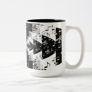 Taza Bicolor Black & White Echo Music Notes Coffee Mug
