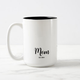 Taza Bicolor Black White Mom Established Year New Mom Gift